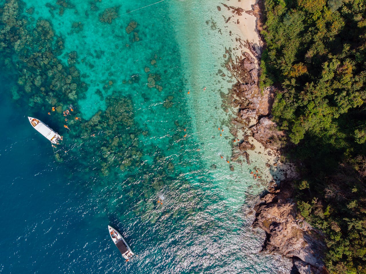 Boat Trip on the Ocean from above, Thailand